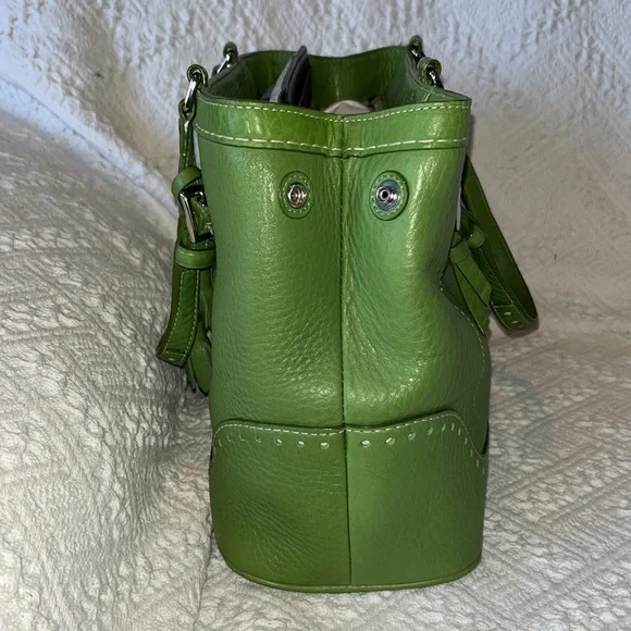 Coach Spring Green Leather Satchel Bag - Picture 6 of 13
